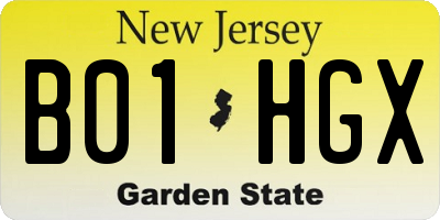 NJ license plate B01HGX