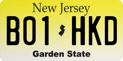 NJ license plate B01HKD