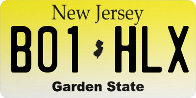NJ license plate B01HLX