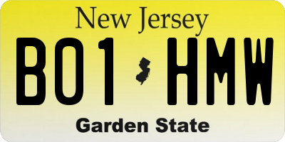 NJ license plate B01HMW