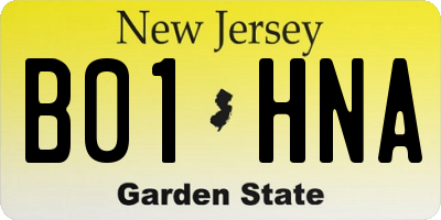 NJ license plate B01HNA