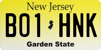 NJ license plate B01HNK