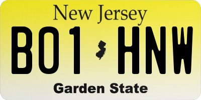 NJ license plate B01HNW