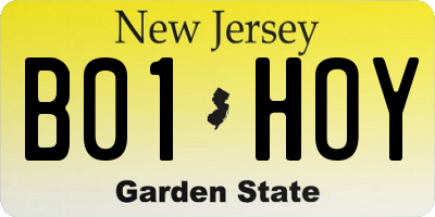NJ license plate B01HOY