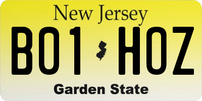 NJ license plate B01HOZ