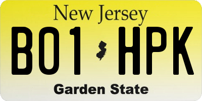 NJ license plate B01HPK