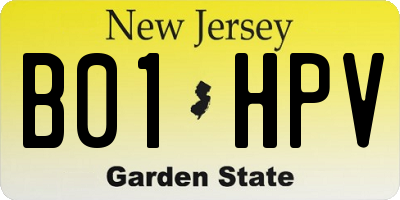 NJ license plate B01HPV