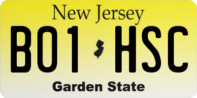 NJ license plate B01HSC