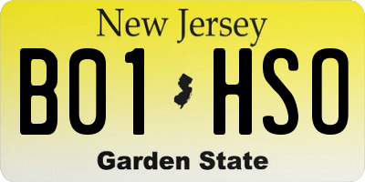 NJ license plate B01HSO