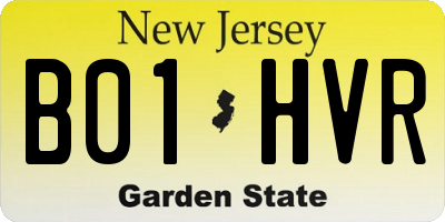 NJ license plate B01HVR