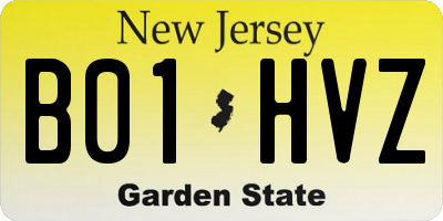 NJ license plate B01HVZ