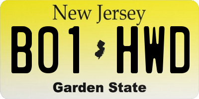 NJ license plate B01HWD