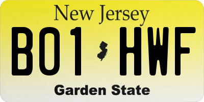 NJ license plate B01HWF