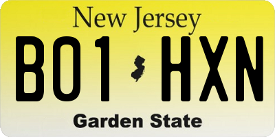 NJ license plate B01HXN