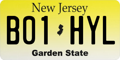 NJ license plate B01HYL