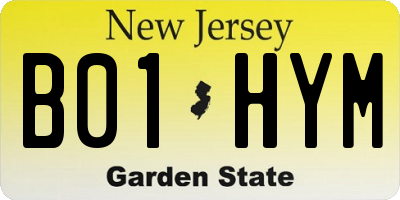 NJ license plate B01HYM