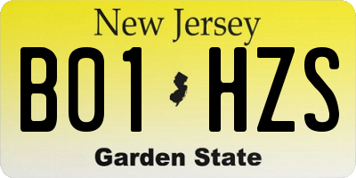 NJ license plate B01HZS
