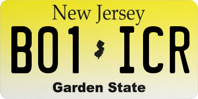 NJ license plate B01ICR