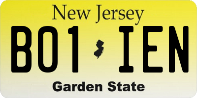 NJ license plate B01IEN