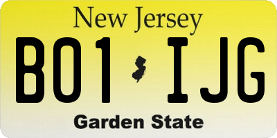NJ license plate B01IJG