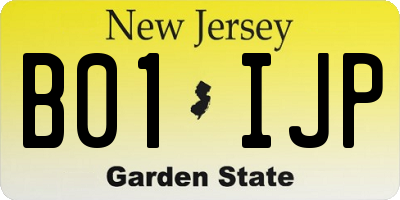 NJ license plate B01IJP