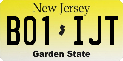 NJ license plate B01IJT