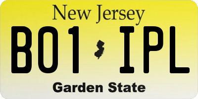 NJ license plate B01IPL