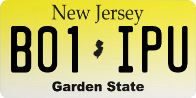 NJ license plate B01IPU