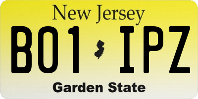 NJ license plate B01IPZ