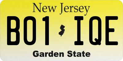 NJ license plate B01IQE
