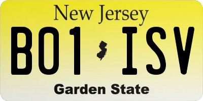NJ license plate B01ISV