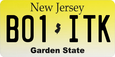 NJ license plate B01ITK