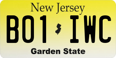 NJ license plate B01IWC