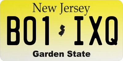 NJ license plate B01IXQ