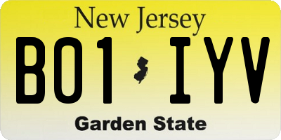 NJ license plate B01IYV