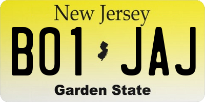 NJ license plate B01JAJ