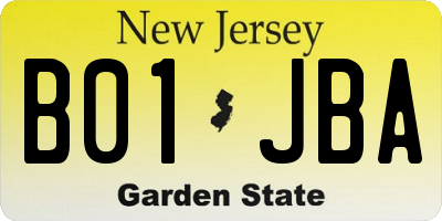 NJ license plate B01JBA