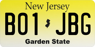 NJ license plate B01JBG