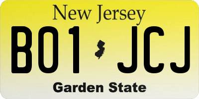 NJ license plate B01JCJ