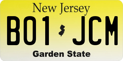 NJ license plate B01JCM