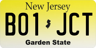 NJ license plate B01JCT