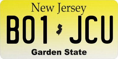 NJ license plate B01JCU