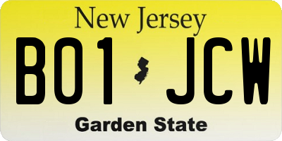 NJ license plate B01JCW