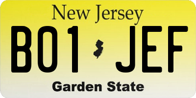 NJ license plate B01JEF