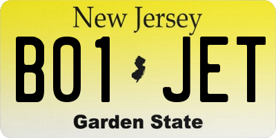 NJ license plate B01JET