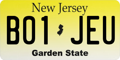 NJ license plate B01JEU
