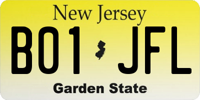 NJ license plate B01JFL