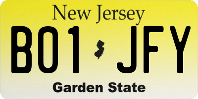 NJ license plate B01JFY