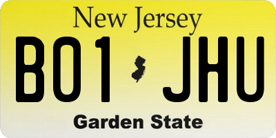NJ license plate B01JHU