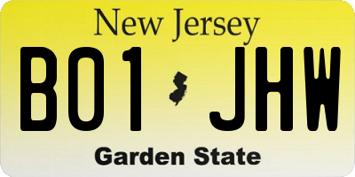 NJ license plate B01JHW